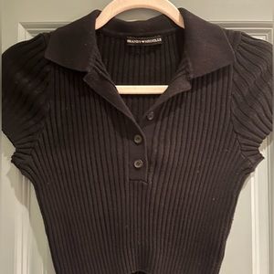 Brandy Melville back collared black crop top